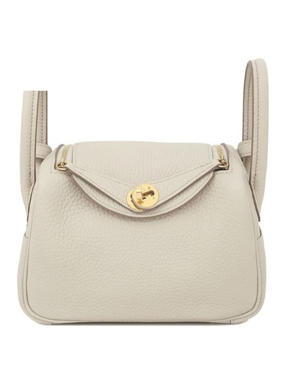 Hermes Shoulder Bag Lindy Mini 20 Taurillon Clemence Beton Gold Off White